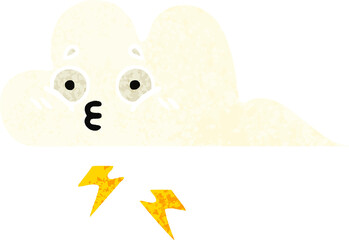 retro illustration style cartoon thunder cloud