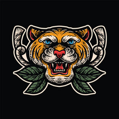 Tiger head textured rough illustration