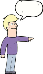 cartoon man pointing with speech bubble