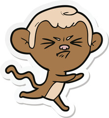 sticker of a cartoon annoyed monkey
