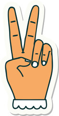 peace symbol two finger hand gesture sticker