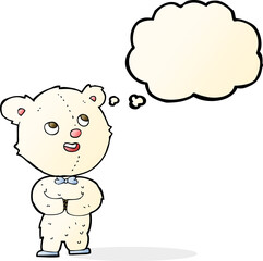 cartoon cute teddy bear with thought bubble