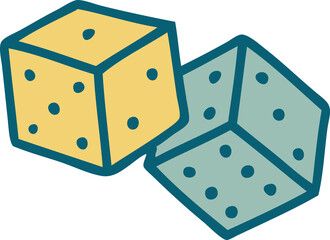 tattoo style icon of lucky dice