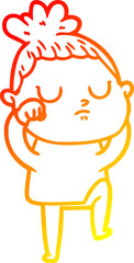 warm gradient line drawing cartoon calm woman