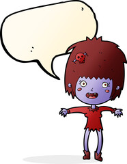 cartoon vampire girl with speech bubble