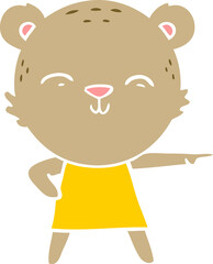 happy flat color style cartoon bear