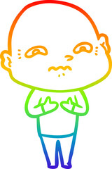 rainbow gradient line drawing cartoon nervous man