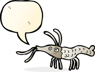 cartoon shrimp with speech bubble