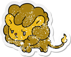 distressed sticker cartoon kawaii cute lion cub