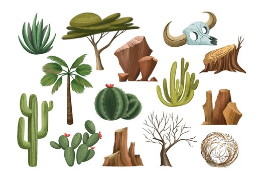Desert Landscape Background Illustrations Set