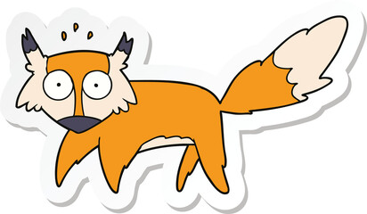 sticker of a cartoon startled fox
