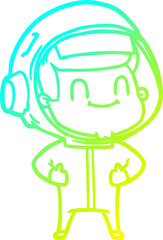 cold gradient line drawing happy cartoon astronaut