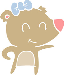 female bear flat color style cartoon