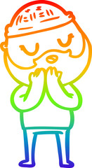 rainbow gradient line drawing cartoon man with beard
