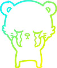 cold gradient line drawing crying cartoon polarbear