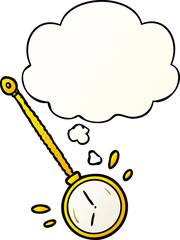 cartoon gold watch and thought bubble in smooth gradient style