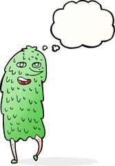 cartoon monster with thought bubble