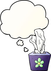cartoon box of tissues and thought bubble in smooth gradient style