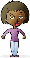 cartoon woman shrugging shoulders