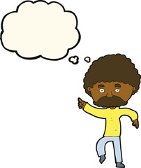 cartoon seventies style man disco dancing with thought bubble