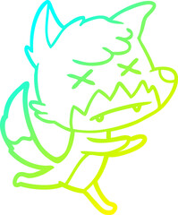 cold gradient line drawing cartoon dead fox
