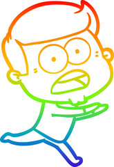 rainbow gradient line drawing cartoon shocked man