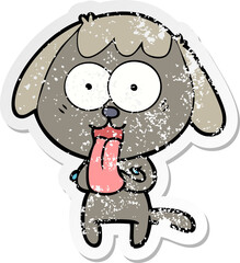 distressed sticker of a cute cartoon dog