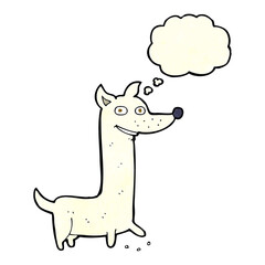 funny cartoon dog with thought bubble