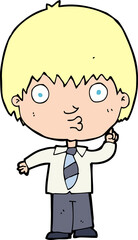 Fototapeta premium cartoon school boy answering question