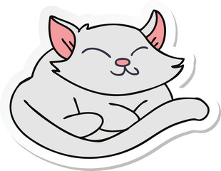 sticker of a quirky hand drawn cartoon cat