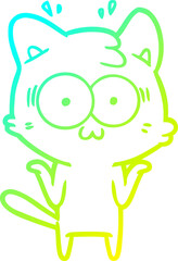 cold gradient line drawing cartoon surprised cat