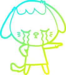 cold gradient line drawing cartoon crying dog