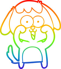 rainbow gradient line drawing cute cartoon dog