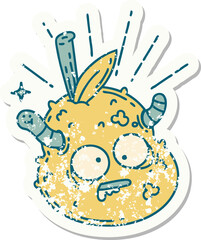 grunge sticker of tattoo style rotten pear