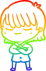 rainbow gradient line drawing cartoon woman