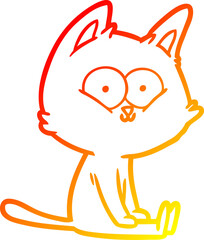 warm gradient line drawing cartoon cat sitting