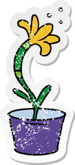 distressed sticker cartoon doodle of a house plant