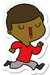 sticker of a cartoon happy boy