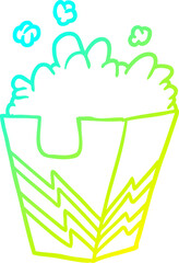 cold gradient line drawing box of popcorn