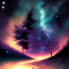 magical beautiful Night sky background