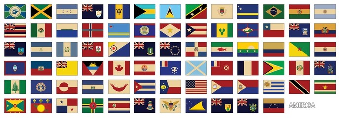 Flags of America. Set of vector flags of the world.