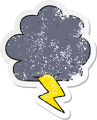 retro distressed sticker of a cartoon thundercloud
