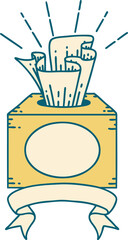 banner with tattoo style box of tissues