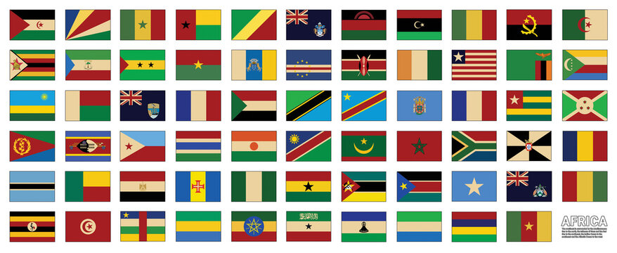 A collection of the flags of the countries of Africa. Vector illustration
