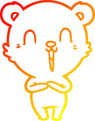 warm gradient line drawing happy cartoon polar bear
