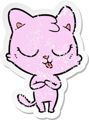 distressed sticker of a cartoon cat