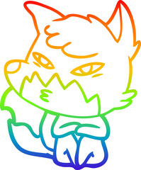 rainbow gradient line drawing clever cartoon fox