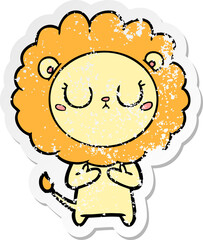 distressed sticker of a cartoon lion