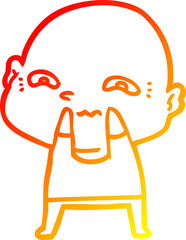 warm gradient line drawing cartoon creepy guy