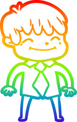 rainbow gradient line drawing cartoon happy boy